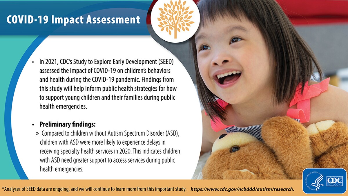 Image of little girl with teddy bear, followed by image of text from 'COVID-19 Impact Assessment' section.