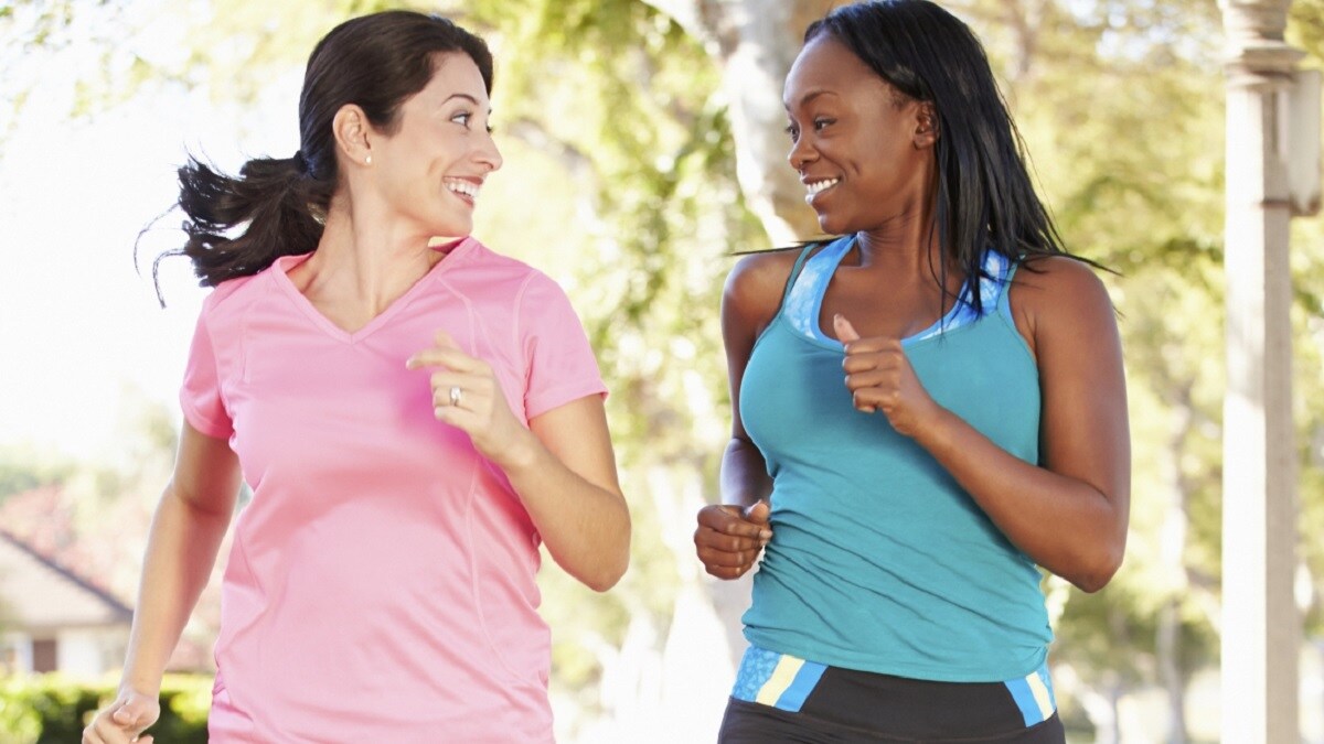 two women jogging