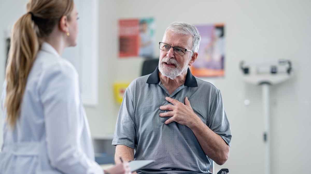 A man talks to his doctor