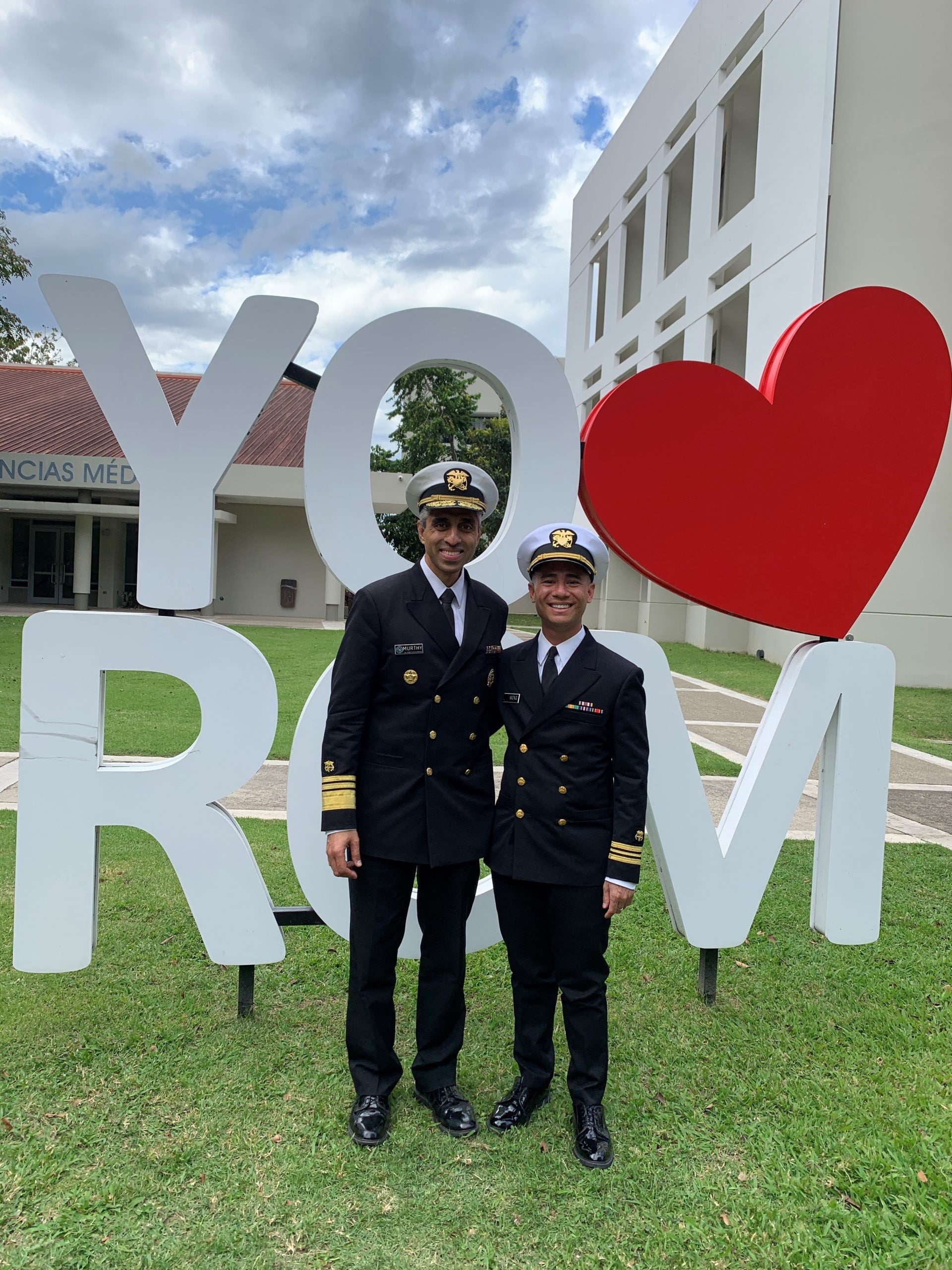 LCDR Josh Wong and U.S. Surgeon General Vivek Murthy at in San Juan, Puerto Rico.