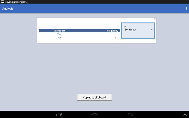 F682FrequencyGadget Screen shot of the Frequency gadget in the Analyze Data module of the mobile application.