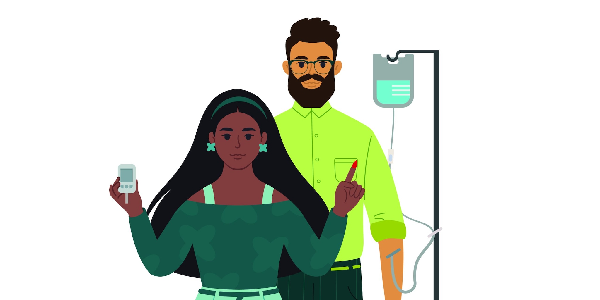 Two immunocompromised people - one on dialysis and one with glucose monitor for diabetes