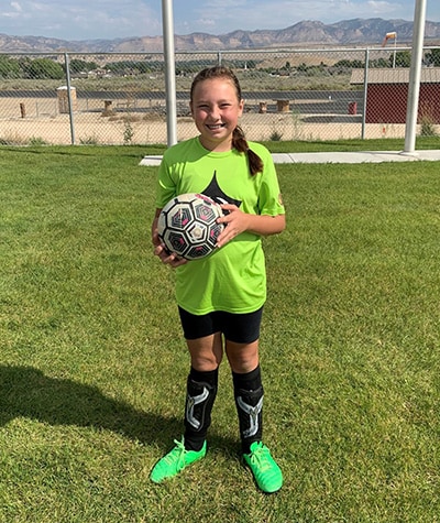 Harlee on soccer field