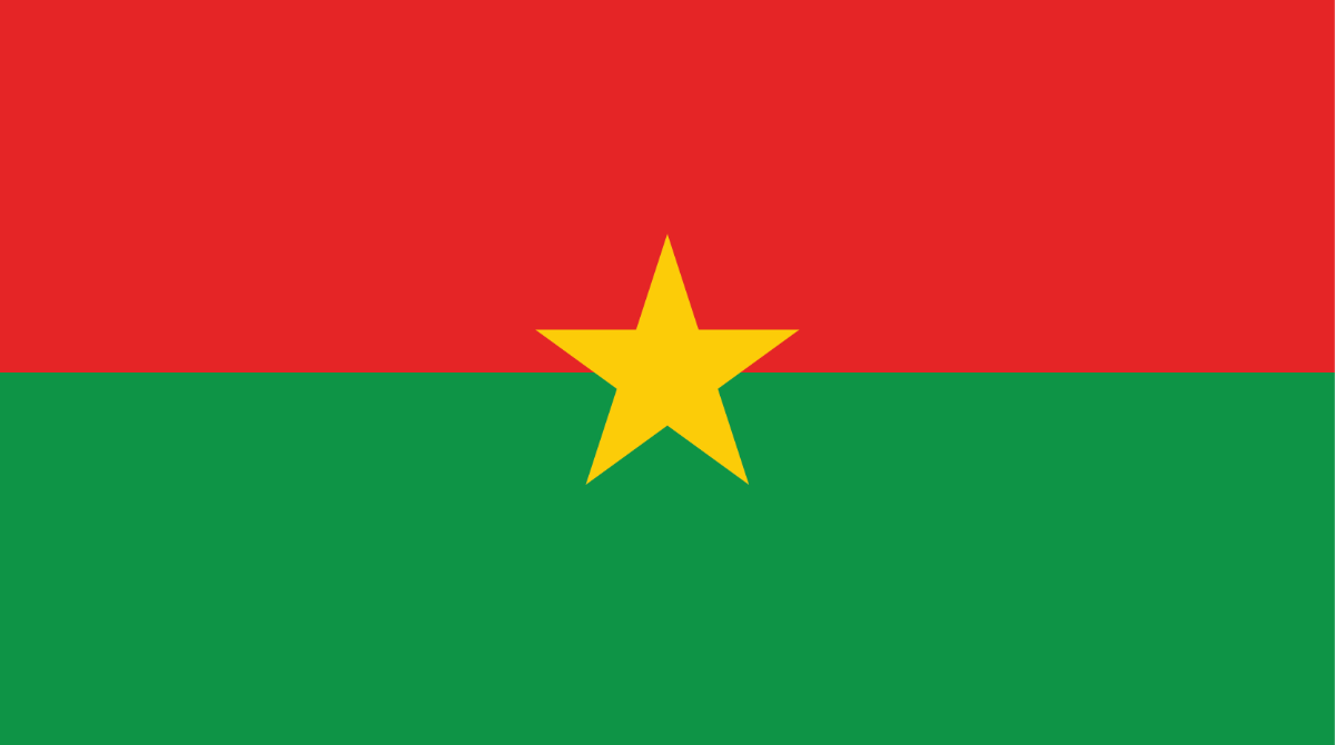 Burkina Faso flag, horizontal red line over a green light with a yellow star in the middle.
