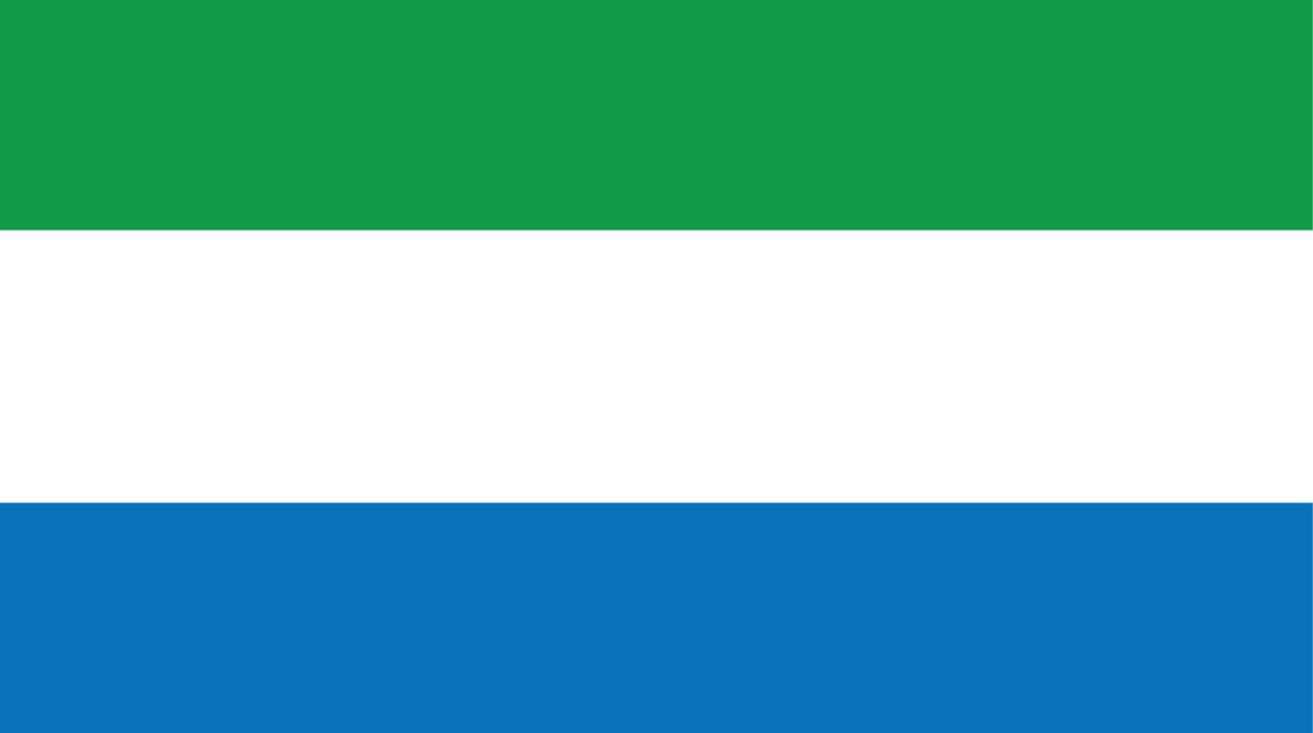 Three equal horizontal bands of light green (top), white, and light blue