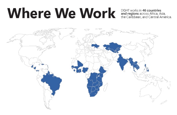 Global map highlighting the countries where CDC works.