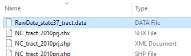 The data file RawData_state37_tract.data is highlighted.