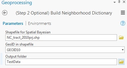 Step 2 Optional, Build Neighborhood Dictionary. Parameter fields are showing.