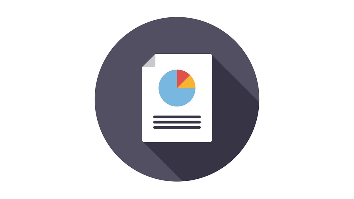 Cartoon image of a paper with a bar chart