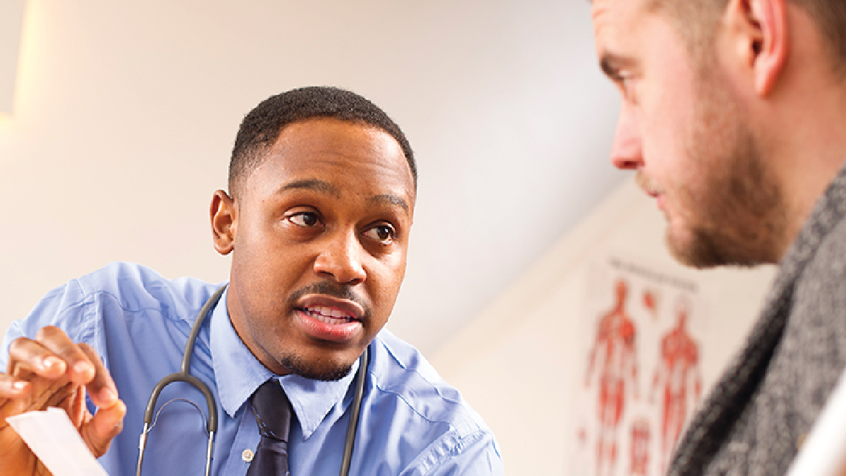 Testing Page Thumbnail Provider discussing paperwork with patient