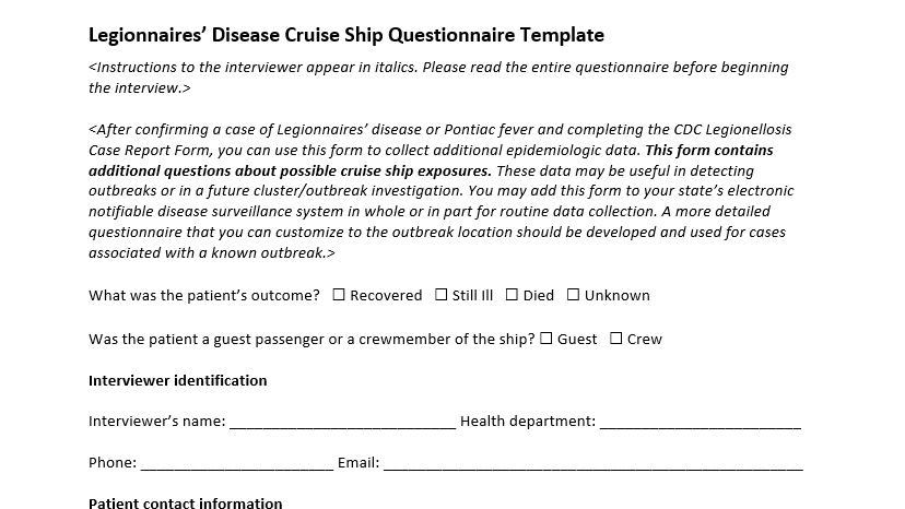 cruise ship questionnaires