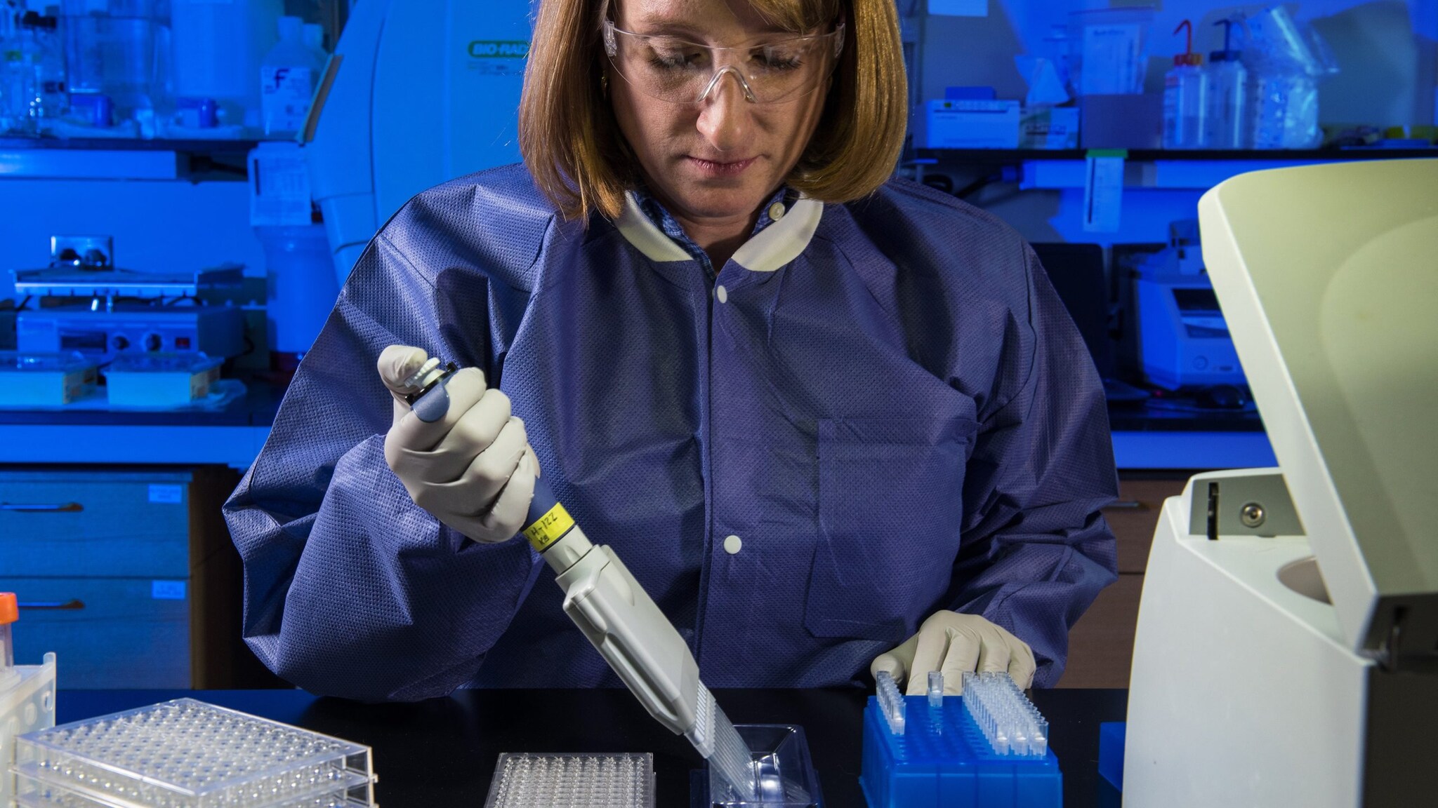 Person holding a pipette