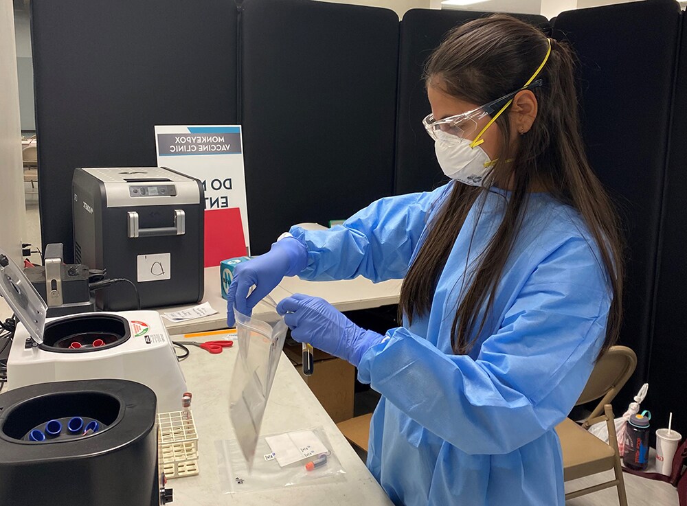 LLS fellow Roxana Rodriguez Stewart provides laboratory capacity support during mpox response efforts in Washington, D.C.