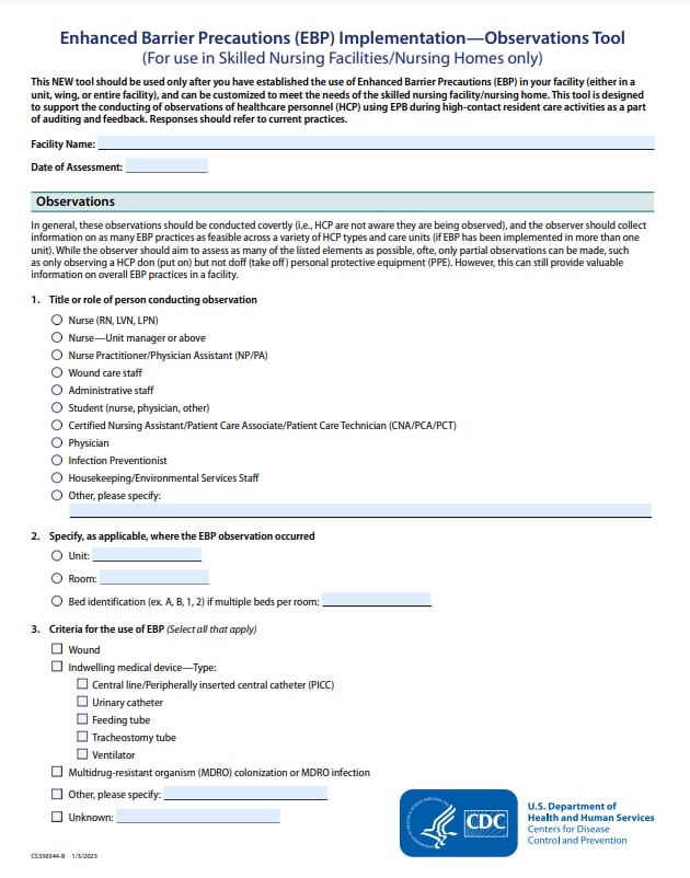 Enhanced Barrier Precautions Observations Tool Thumb Image