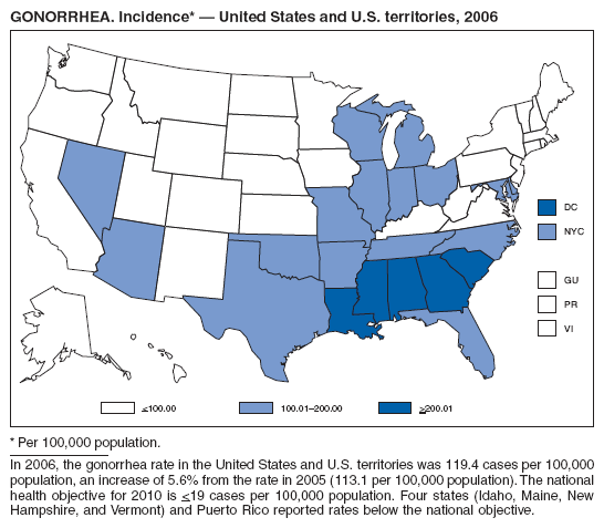 GONORRHEA. Incidence* � United States and U.S. territories, 2006