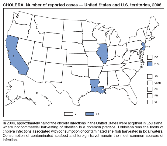 CHOLERA. Number of reported cases � United States and U.S. territories, 2006