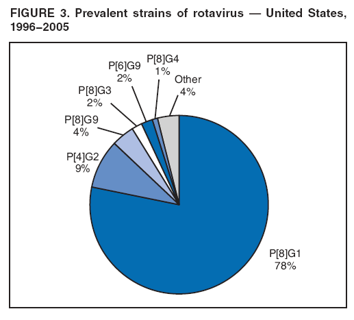 FIGURE 3. Prevalent strains of rotavirus � United States, 1996−2005