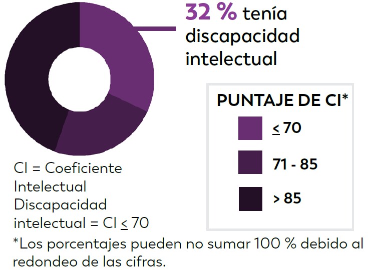 Se conocían los datos de coeficiente intelectual (CI) del 61 % de los niños de 8 años con TEA identificados.