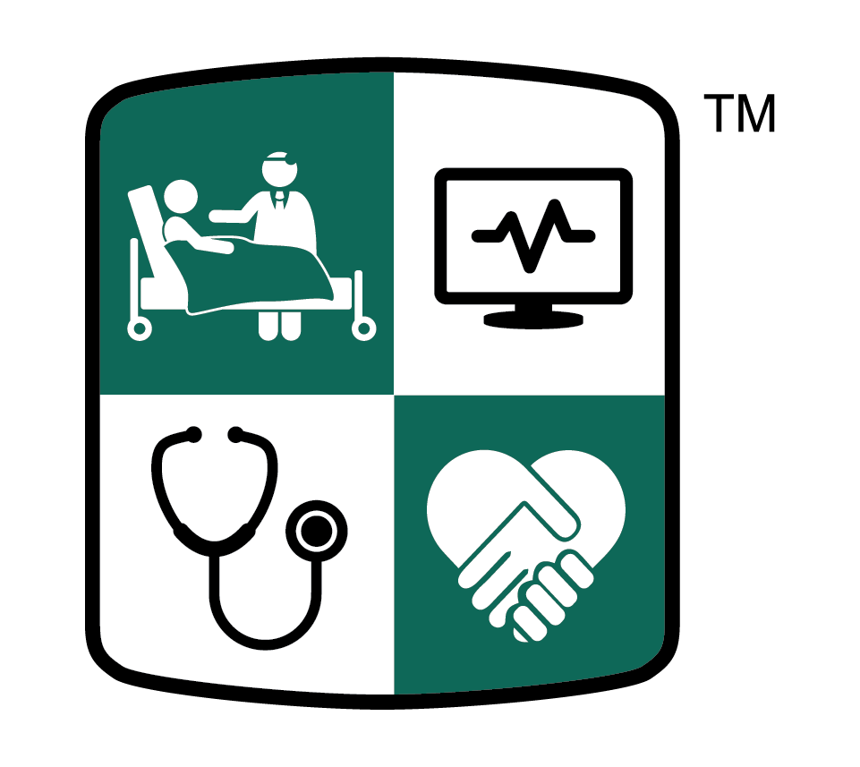 National Health Care Surveys logo shows a green, white, and black shield with 4 health-related icons