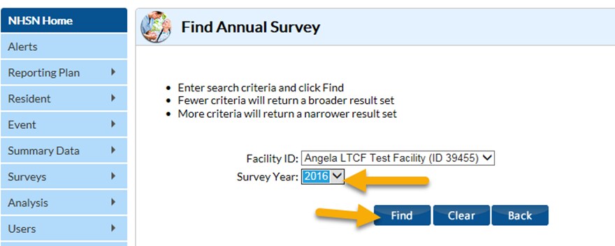 NHSN find annual survey