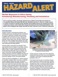 Cover of NIOSH/OSHA Hazard Alert - Worker Exposure to Silica during Countertop Manufacturing, Finishing and Installation