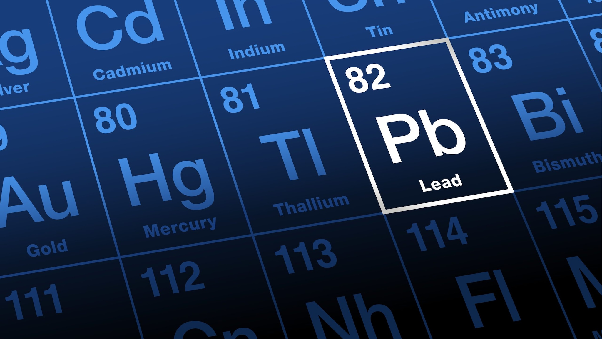 image of the periodic table with lead highlighted