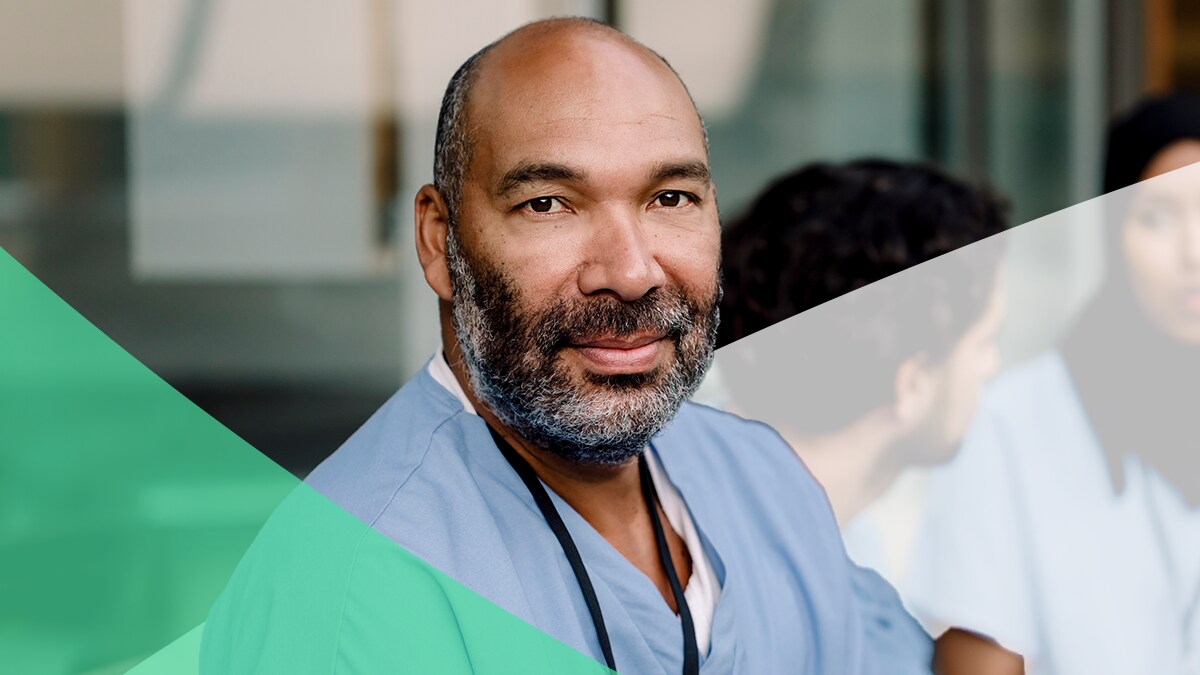 Portrait of a middle-aged African American male nurse.