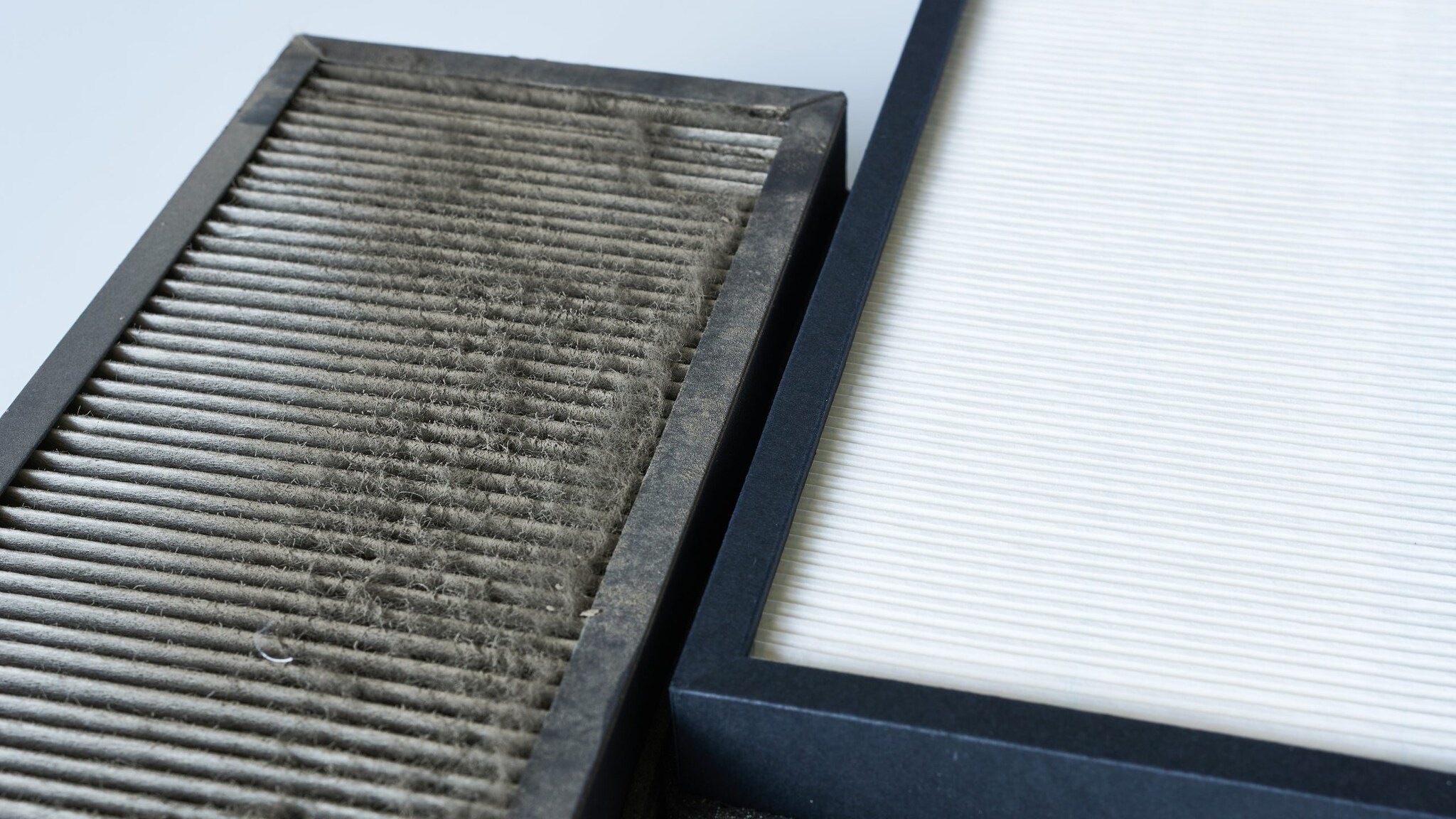 A dirty and a clean air filter.