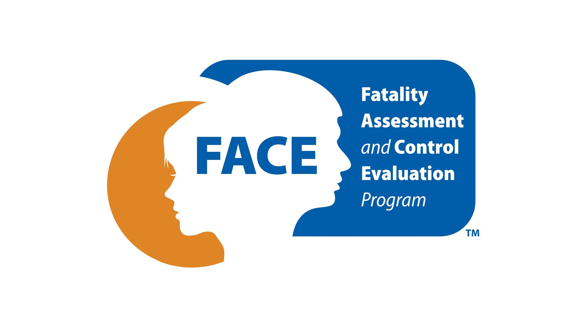 Two silhouettes looking away from each other. The background has a circle on the left and a rectangle on the right. The text reads, "Fatality Assessment and Control Evaluation Program."