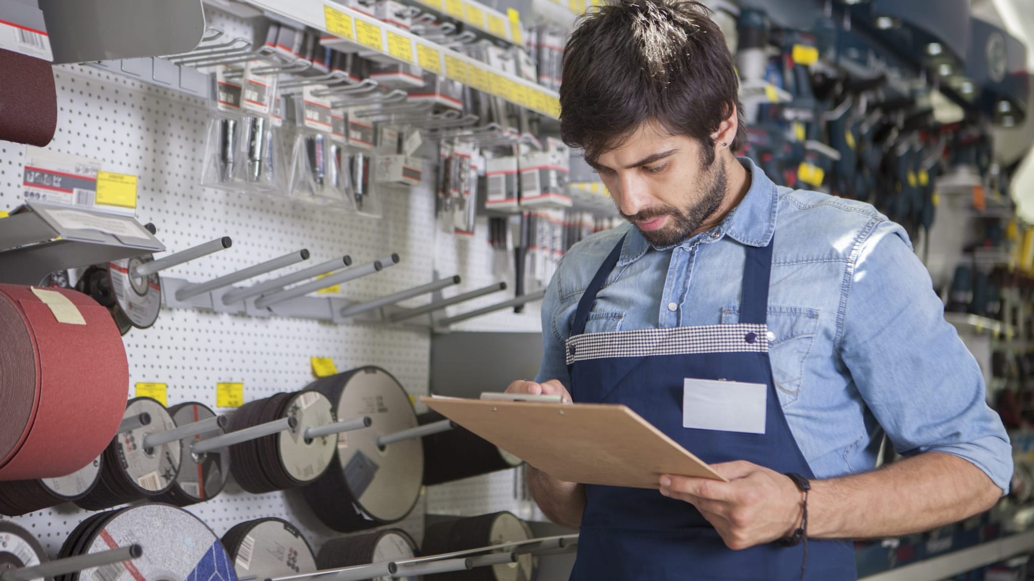 Man working at hardware store