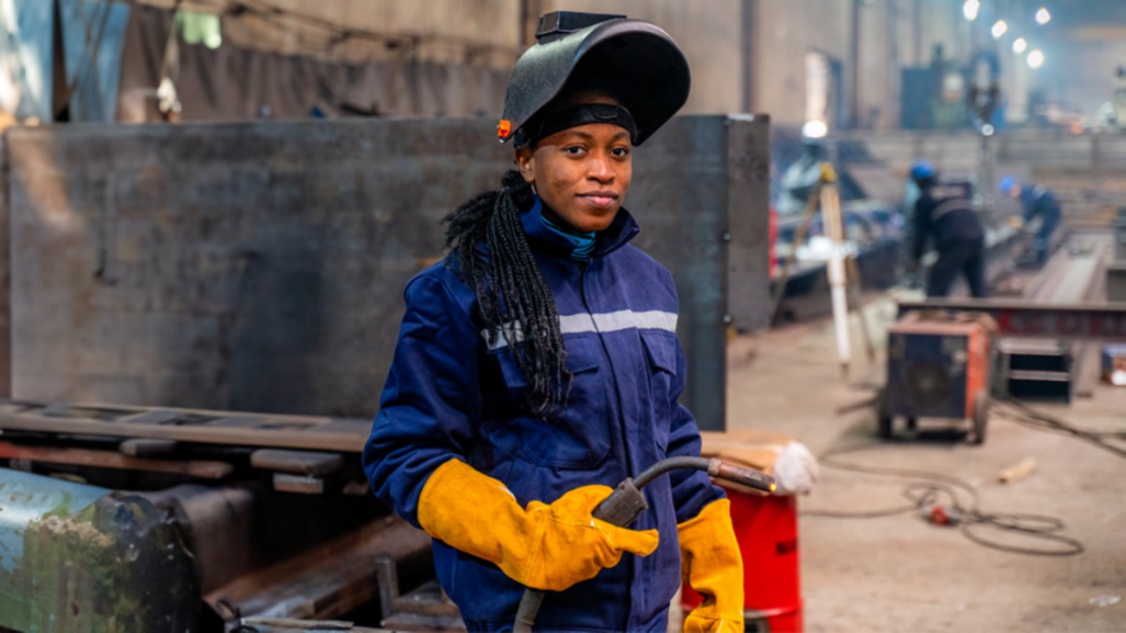 Female welder