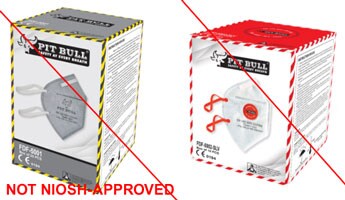 Example of misrepresentation of the NIOSH-approval. PitBull Safety Products is not a NIOSH approval holder