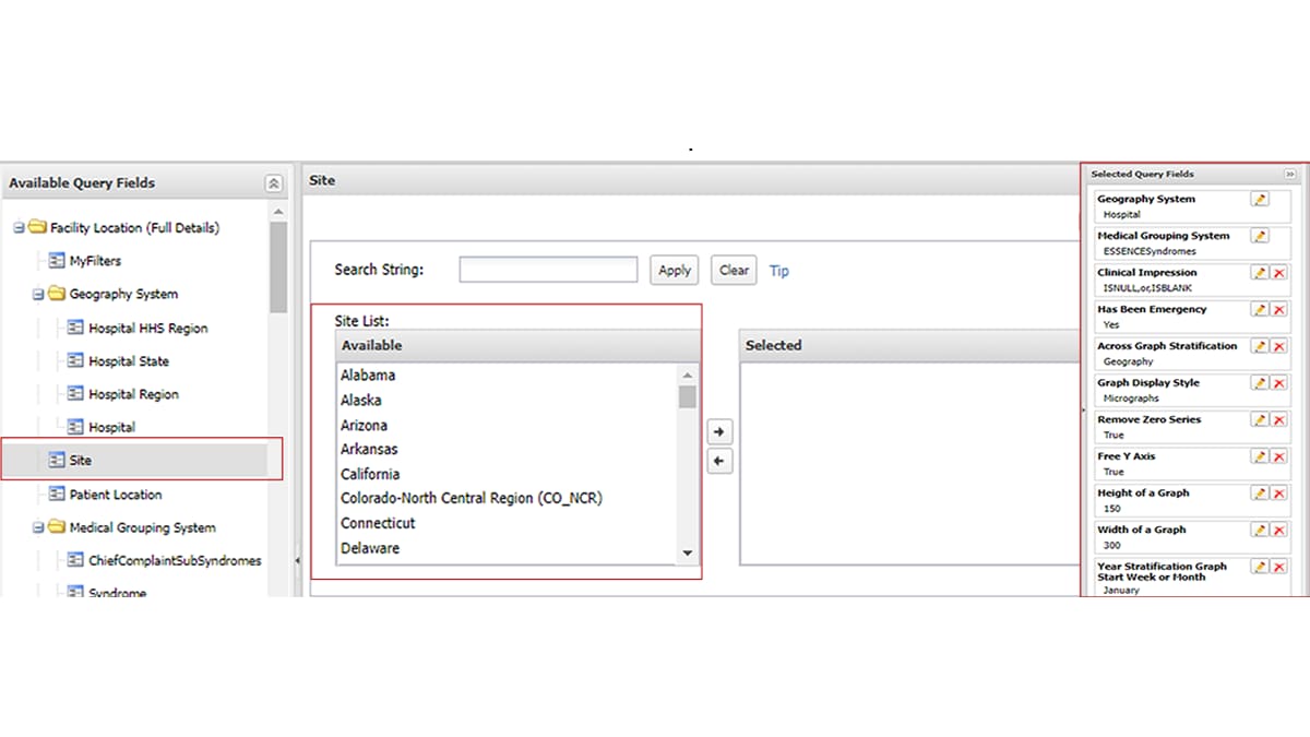 Percent of Visits with Unknown Values for Clinical Impression tab screenshot