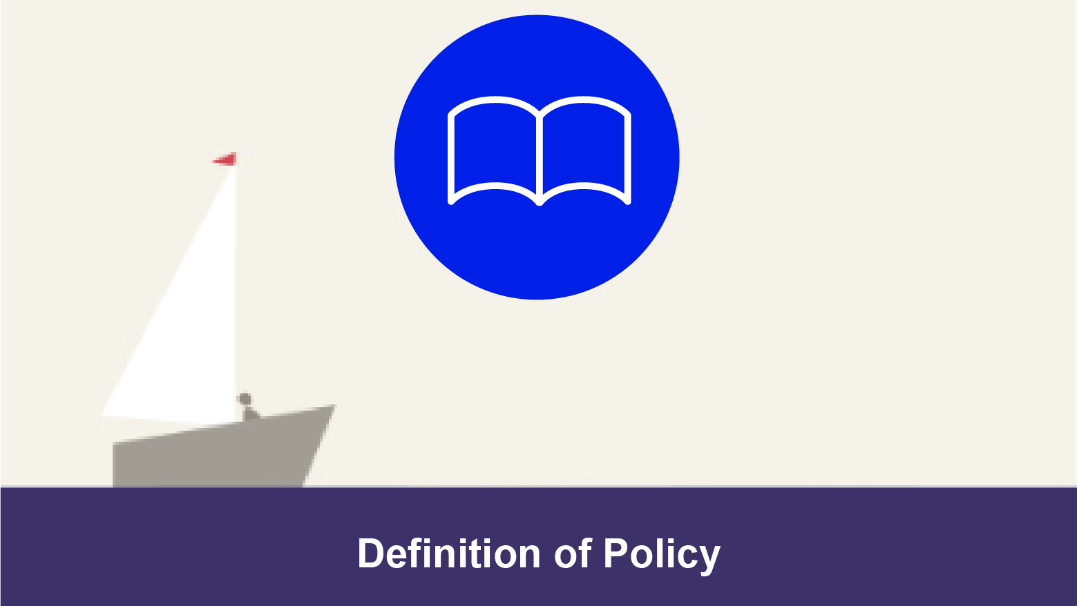 definition of policy banner with open book icon