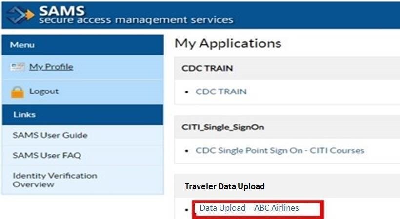 SAMS - Traveler Data Upload
