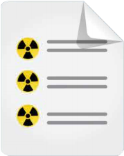 vector graphic of document with radiation symbols on it