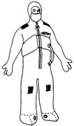 Figura 9 Traje de inmersi%26oacute;n (Fuente: ASGCP [1992]. Reimpreso con permiso. Dibujo realizado por J. Schmitts.)