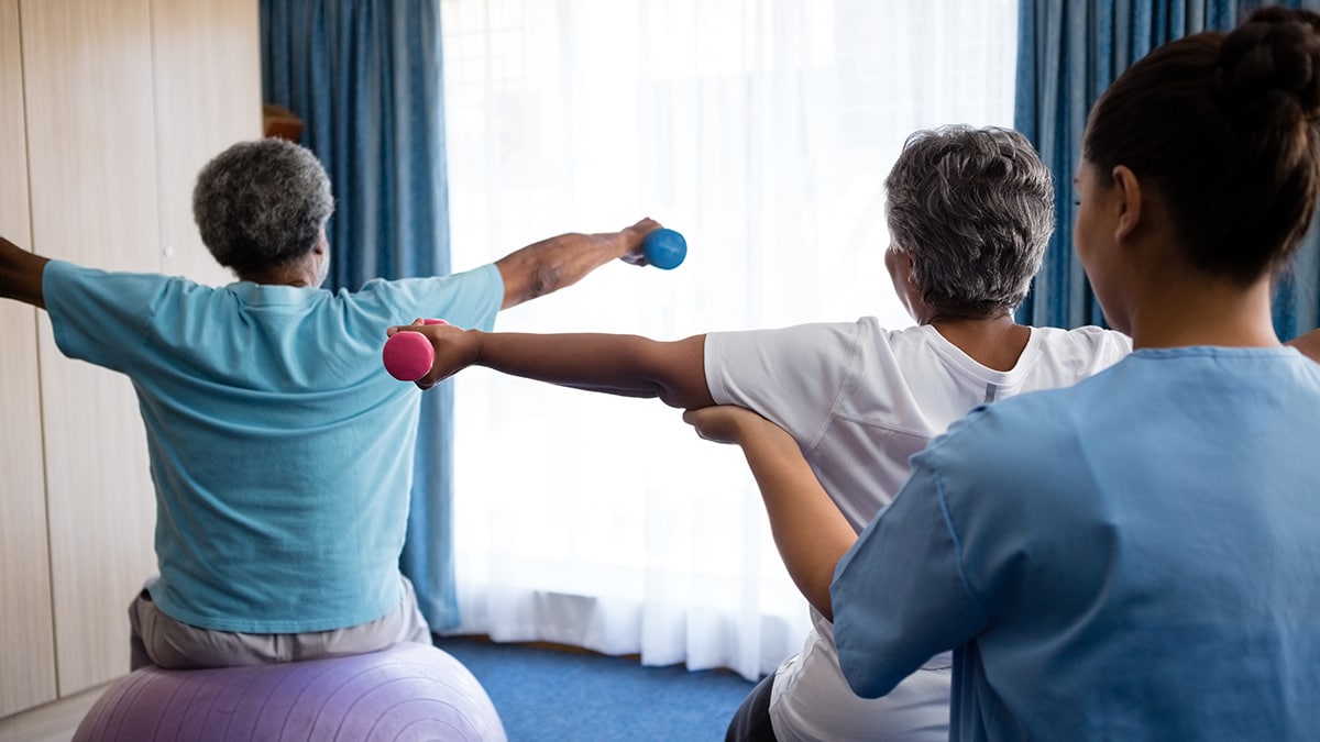 A man checking his pulse after a run.