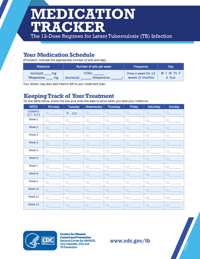 12 Dose Medication Tracker English