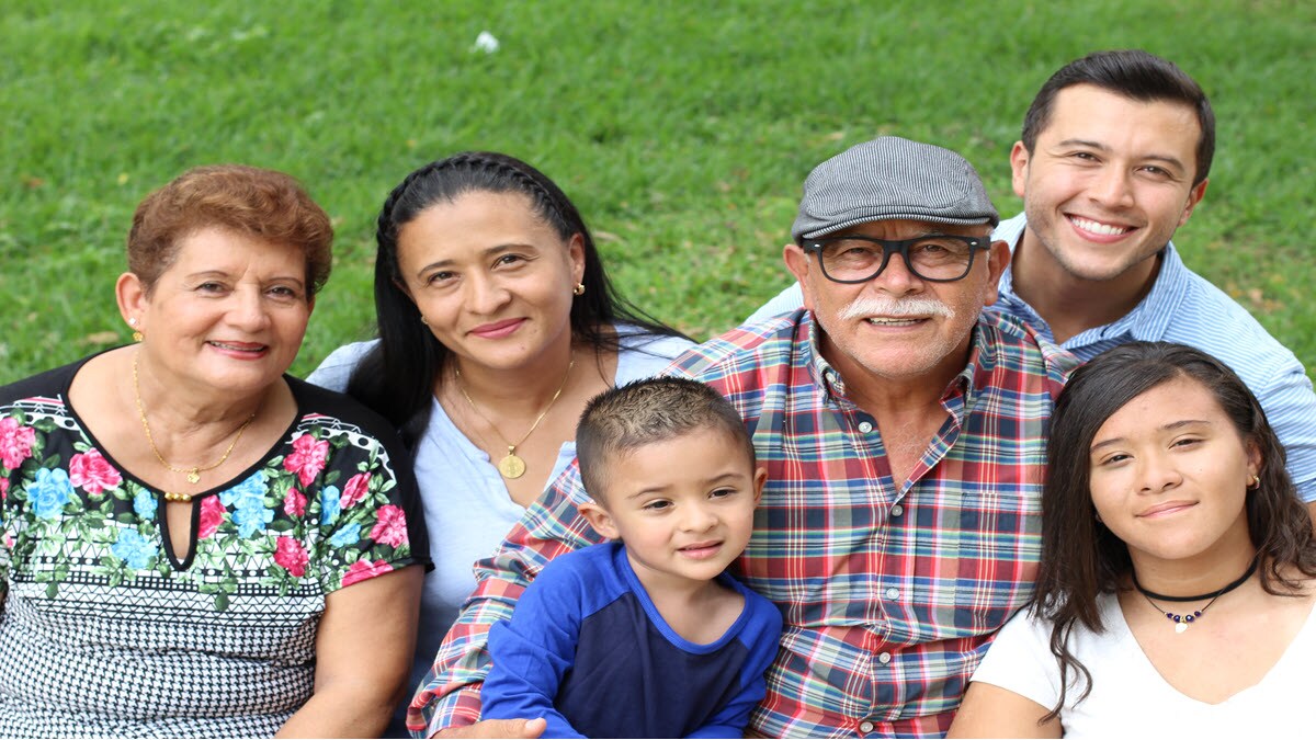 An outdoor portrait of a family