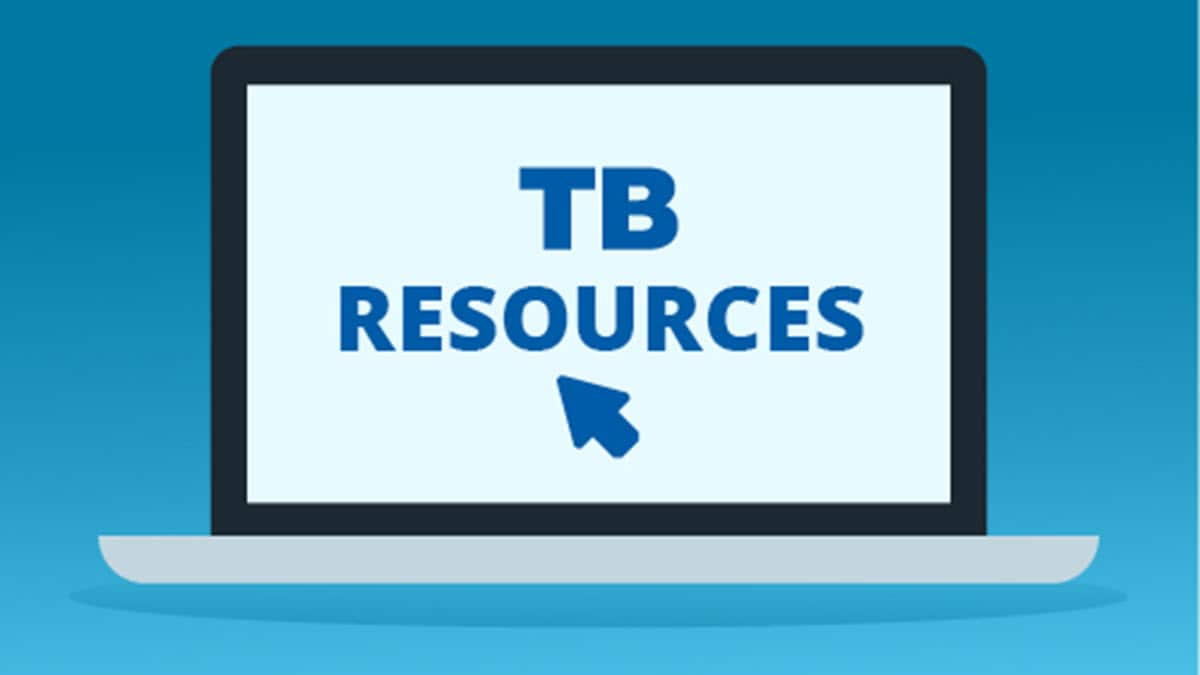 A computer screen shows "TB Resources" with an arrow underneath