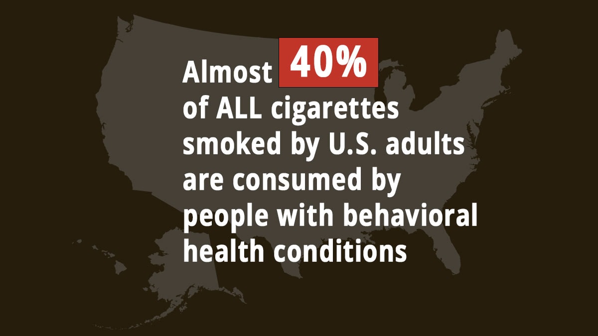 Almost 40% of all cigarettes smoked by U.S. adults are consumed by people with behavioral health conditions.