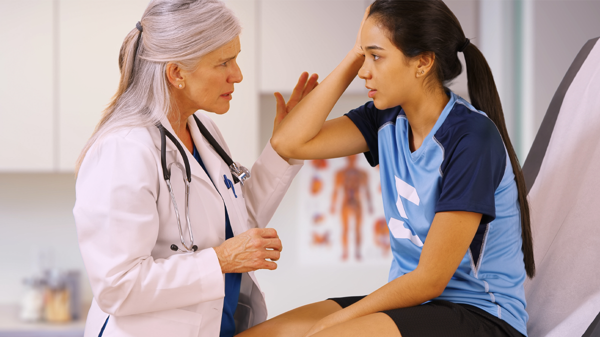 An injured soccer player goes to the doctors office for help