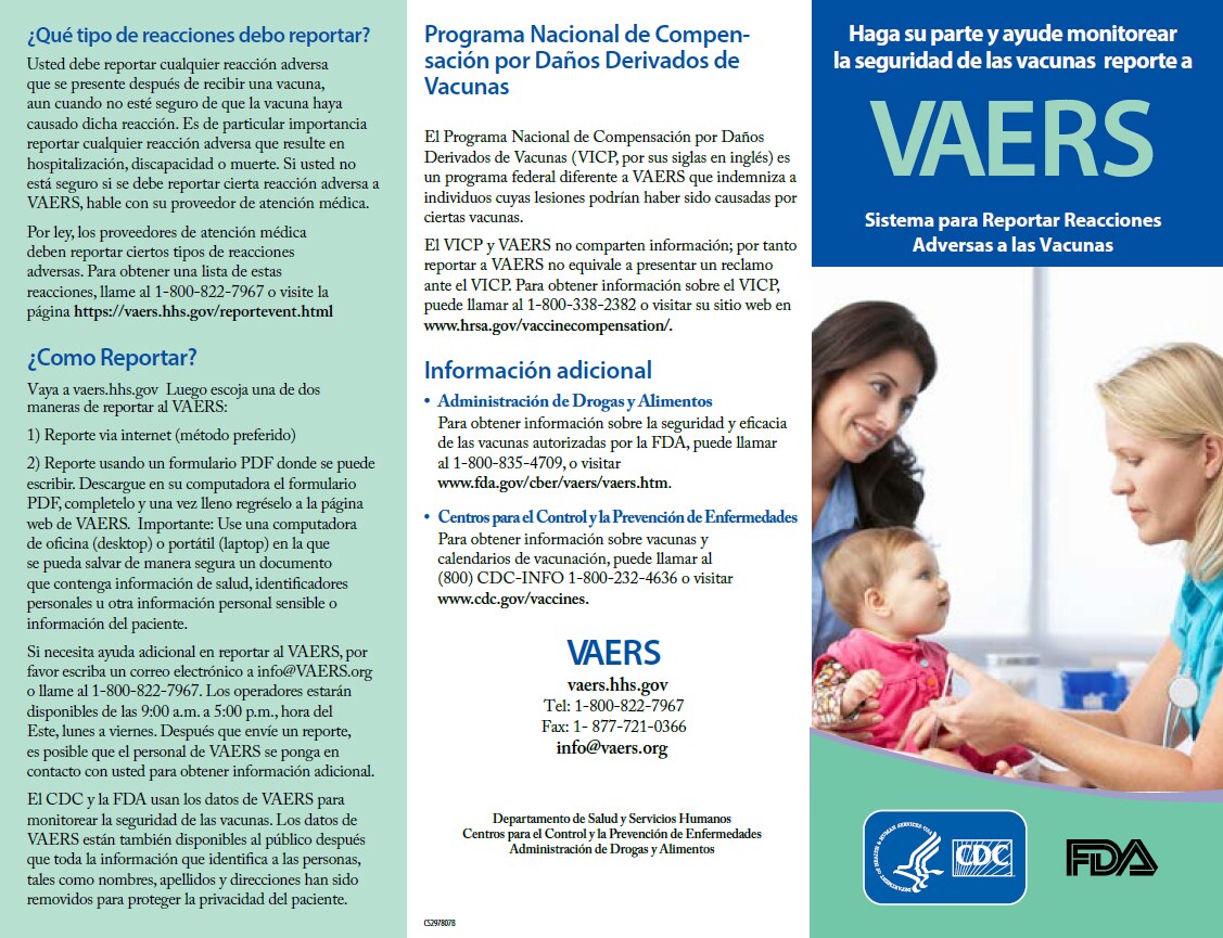 Do Your Part for Vaccine Safety - Report to VAERS Parent Brochure - Spanish Thumb Image