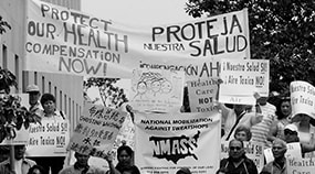 Protesters demonstrating in front of Rayburn House Office Building June 25, 2007 in Washington D.C.